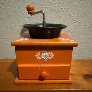 Vintage Coffee Grinder w/ Floral Design